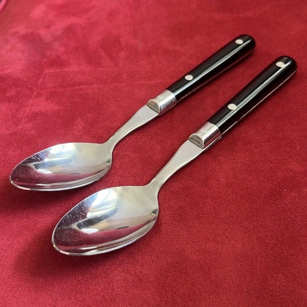 2 Vtg Wesley Carnival Stainless Flatware Tablespoon Dinner Spoons- Black - Korea